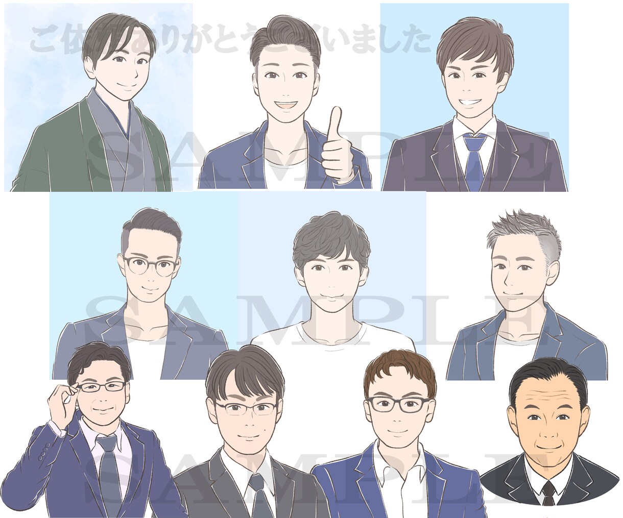 好印象なオシャレで優しい雰囲気の似顔絵お描きします 好印象でイメージアップ！オプション水彩風は更に優しい雰囲気に イメージ3