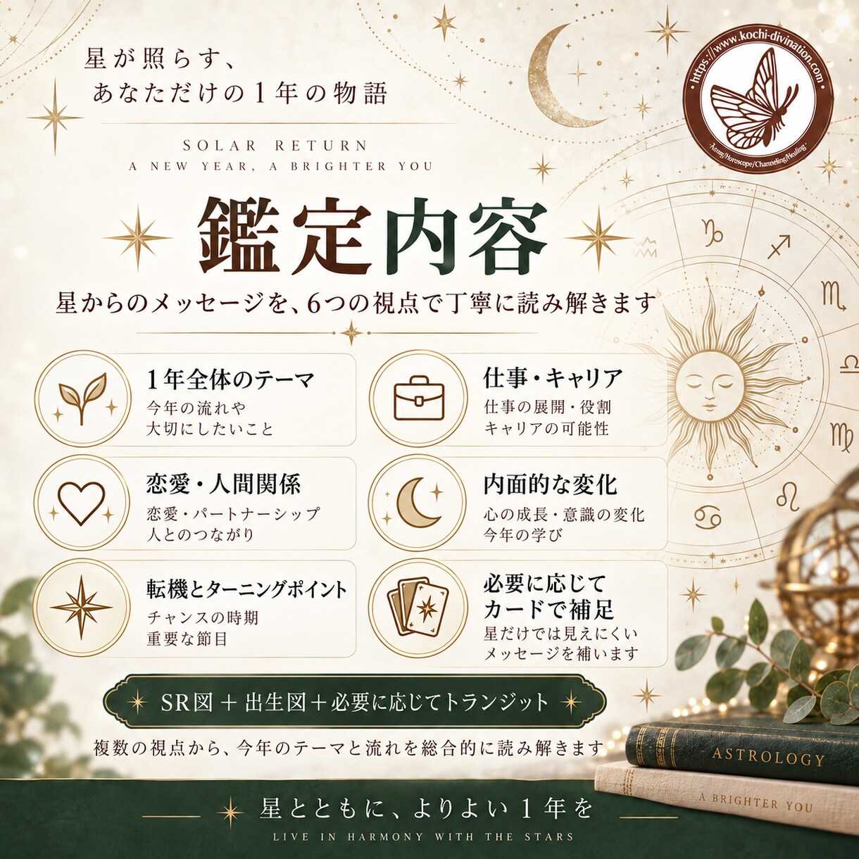 ソーラーリターン図で誕生日から1年を読み解きます テーマ・仕事・恋愛・転機を「1年の星図」から読み解きます イメージ3