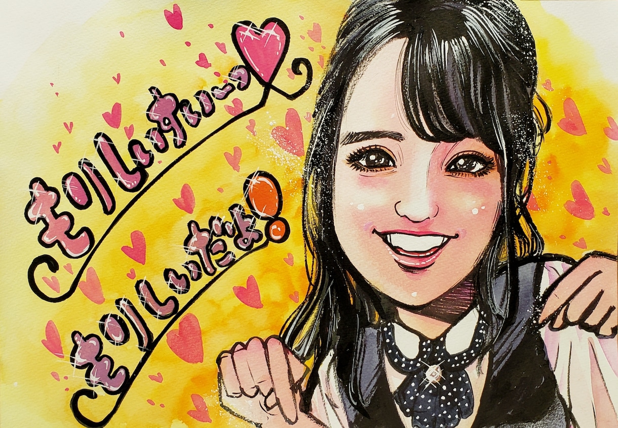 カップルや家族の似顔絵、ギャルコスプレ描きます きらびやかで美人な似顔絵に仕上げます。 イメージ10