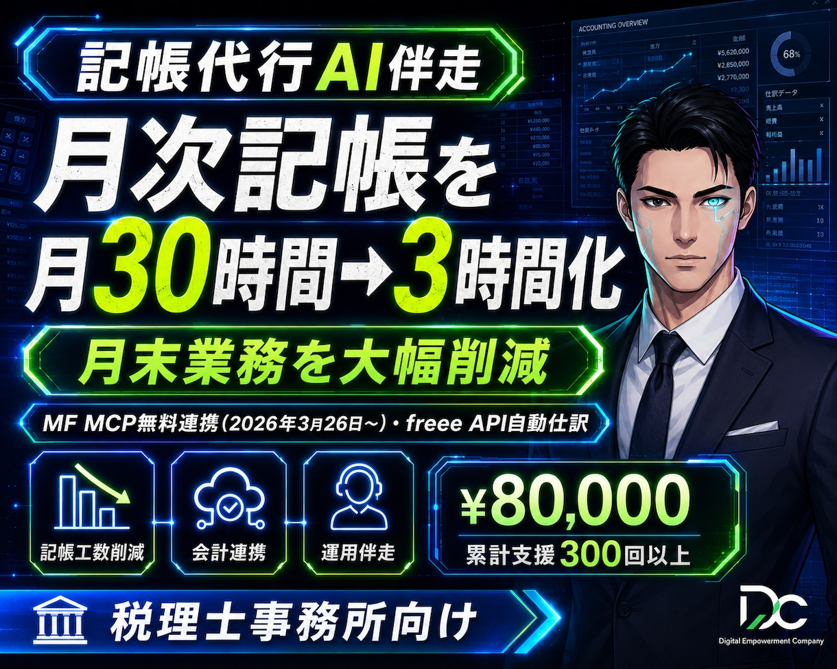 税理士事務所記帳代行AI｜MF/freee連携ます 税理士事務所向け｜MF/freee無料連携で記帳負担解消 イメージ1