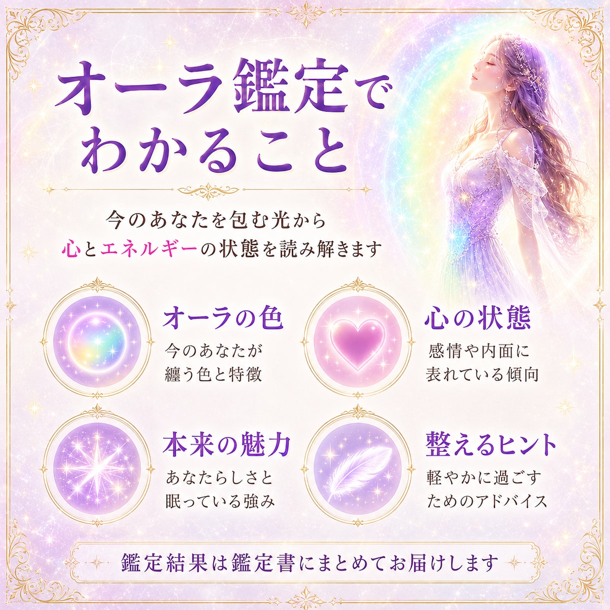 今のあなたが纏うオーラの色を鑑定します 心とエネルギーの状態を読み解き鑑定書でお届けします イメージ2