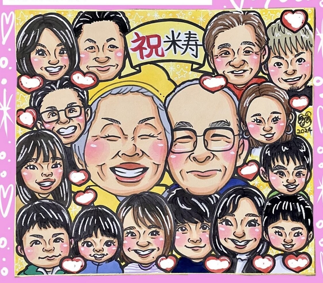 キラキラ背景の可愛い似顔絵描きます カラフルでぱっと目を引く似顔絵です！ イメージ2