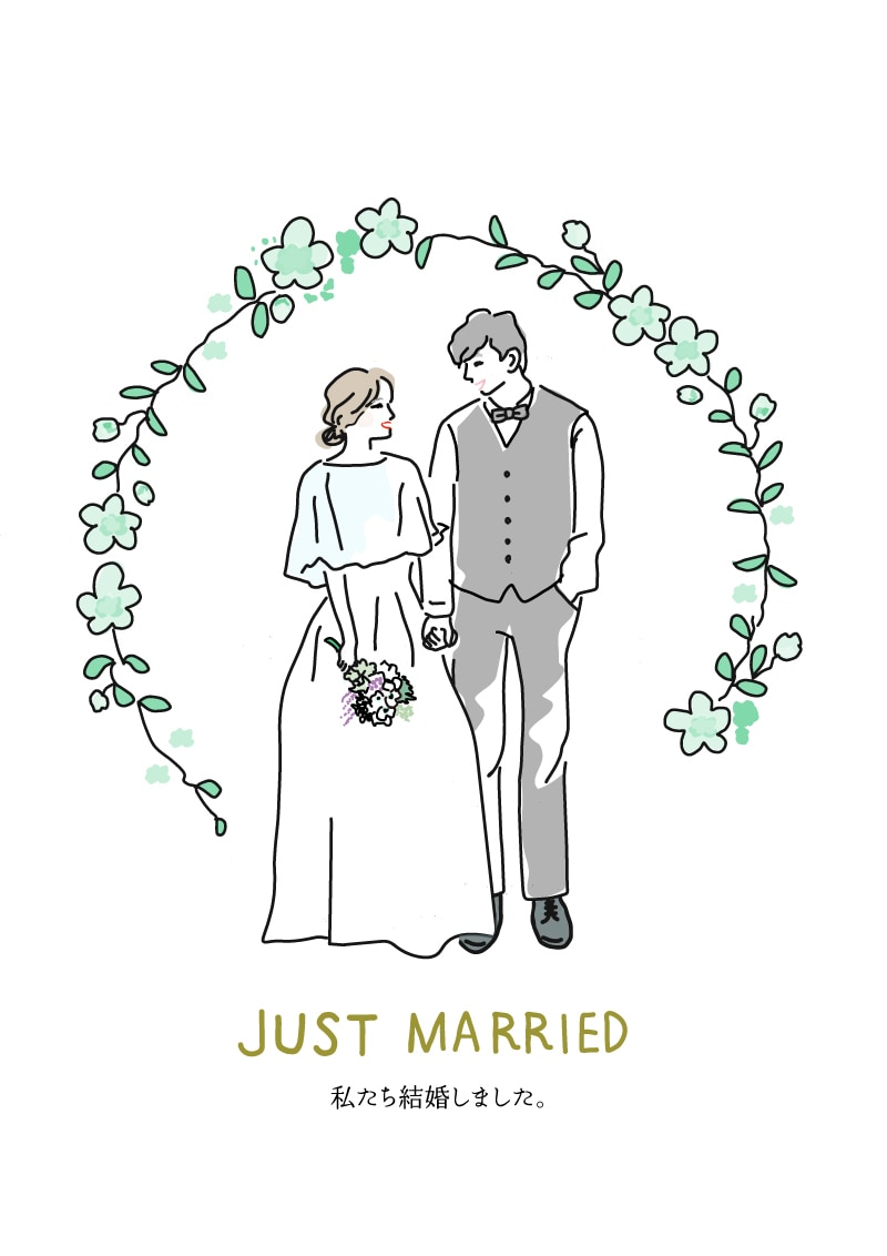 新婚さまやカップルのシンプルなイラストを描きます スッキリしたウエルカムボードや年賀状を作りたい方に イメージ2