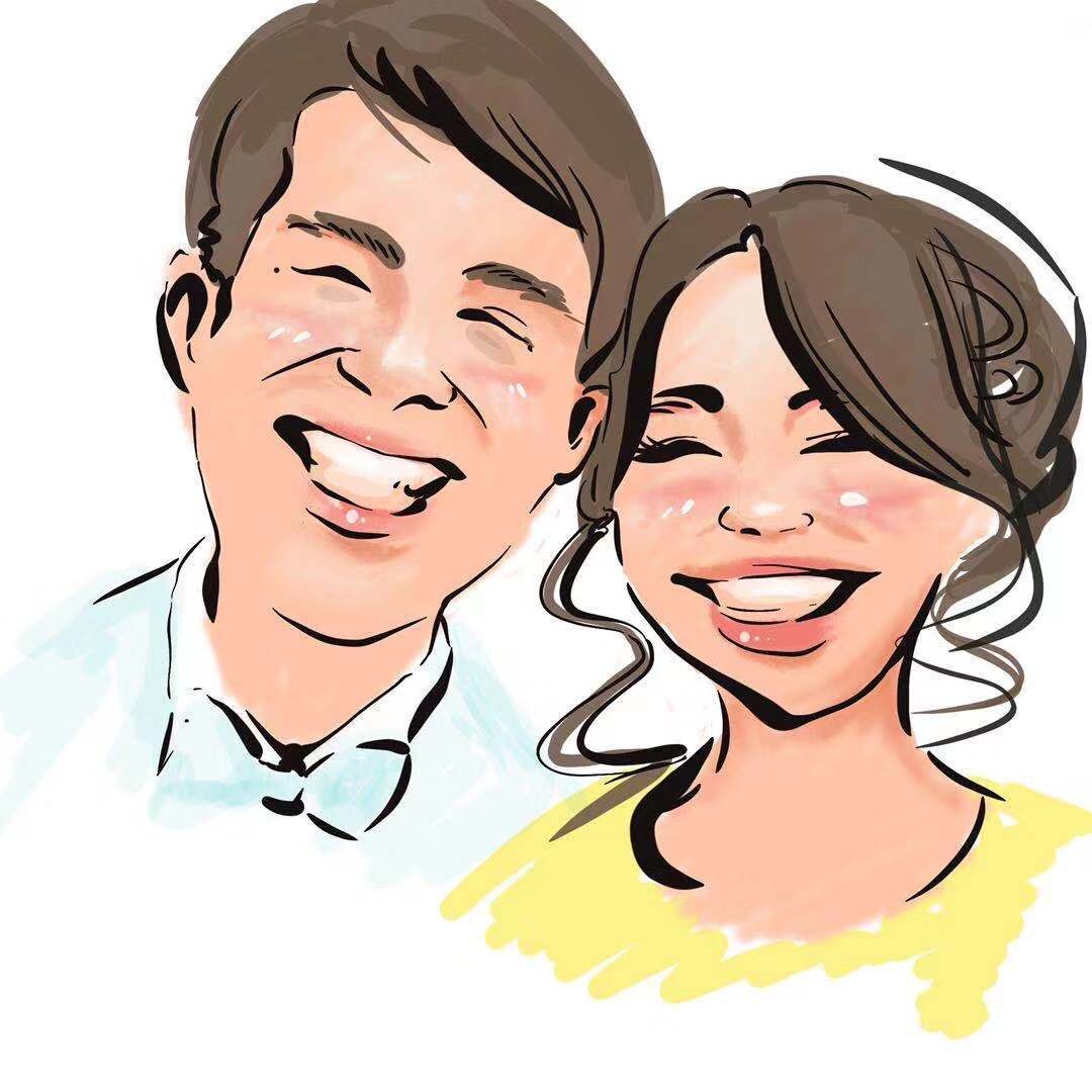 結婚式、カップルの似顔絵描きます ウェルカムボード用似顔絵も承ります イメージ1