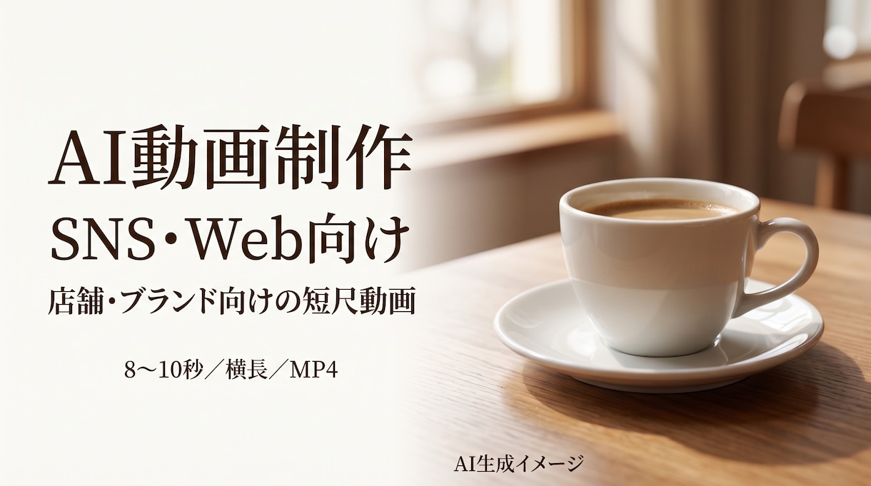 AIでSNS・Web向けの雰囲気動画を制作します 店舗やブランドの雰囲気を、短い映像で伝えます イメージ1