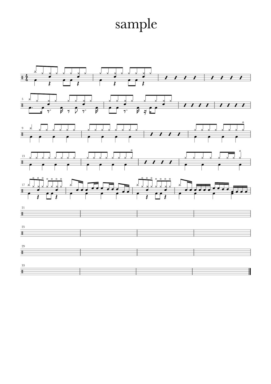 ドラムの楽譜を作成します どんな楽曲でも最短24時間以内にドラム楽譜を作成します。 イメージ1