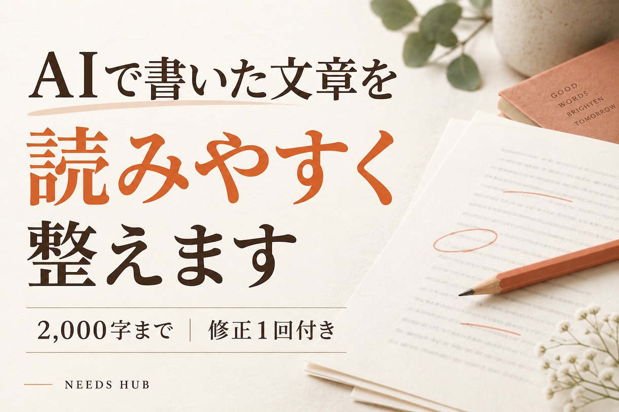 AIで書いた文章を自然で読みやすく整えます ２千字まで｜完成文＋直したポイント・修正１回付き イメージ1