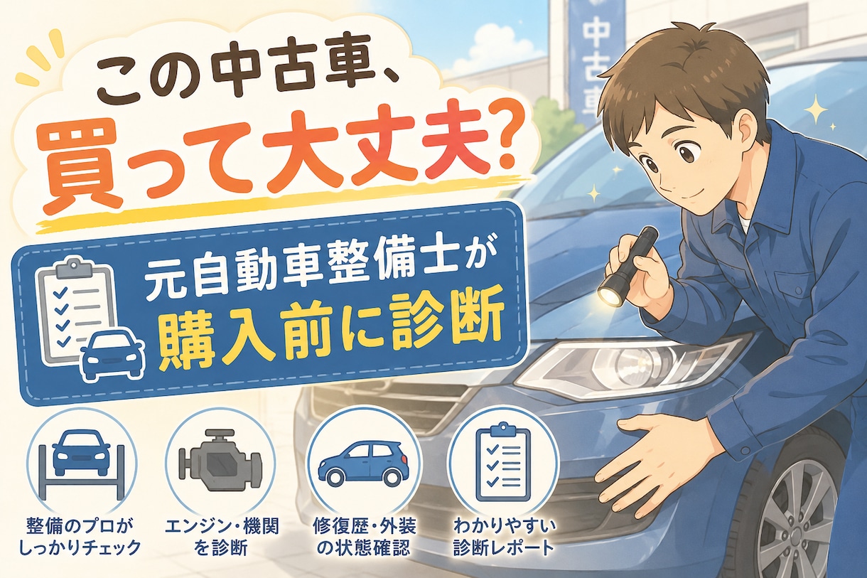 元自動車整備士が中古車購入前のリスクを診断します 元自動車整備士が中古車購入前の不安を整理します イメージ1