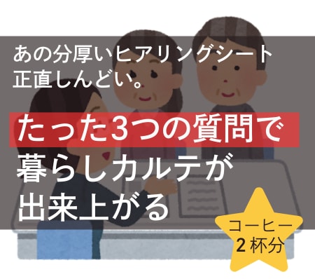 家づくり迷子必見！理想の暮らしをカルテにまとめます コーヒー２杯分の価格で家づくりのモヤモヤをすっきり解消！ イメージ1