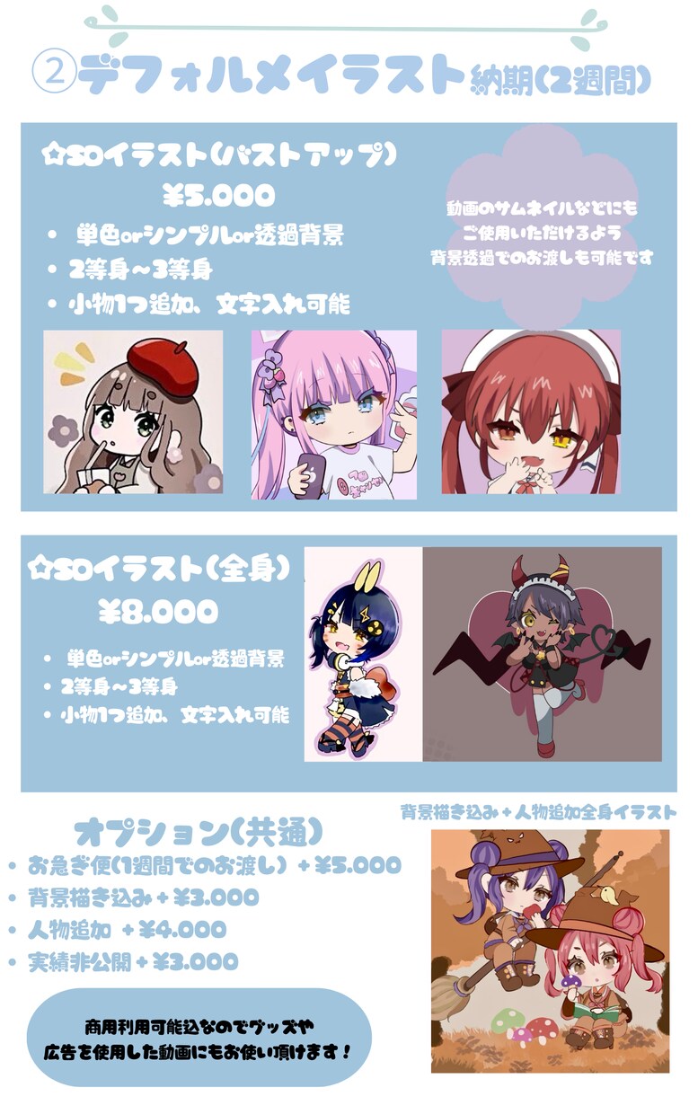 全て商用利用可能込、可愛いイラスト描きます キャラクターデザインからアイコン作成まで何でも承ります！ イメージ3