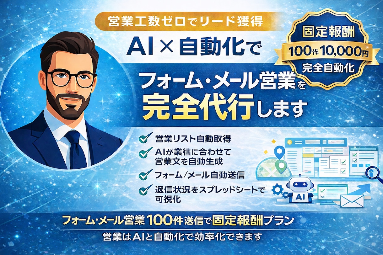 AI×自動化で営業業務を丸ごと代行します 営業リスト作成〜送信まで丸ごと自動化 イメージ1