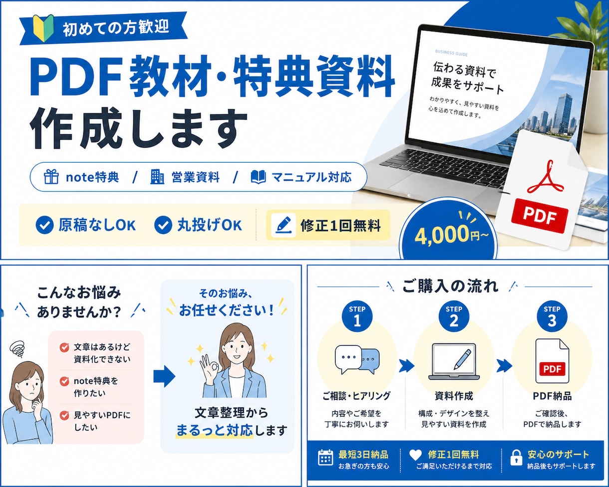 PDF教材・特典資料を見やすく作成しますます note特典・講座資料・営業資料・マニュアル対応 イメージ1