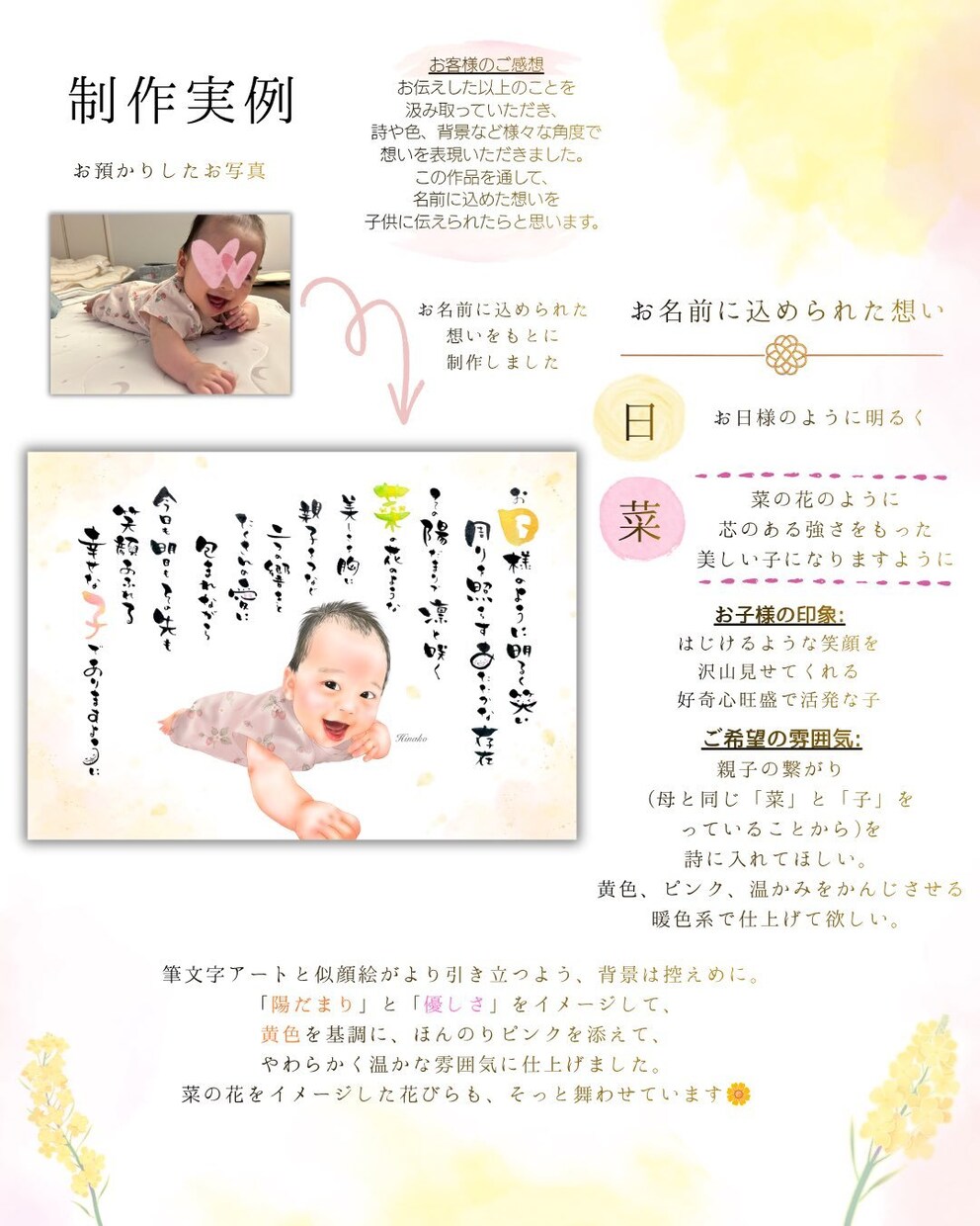 名前に込めた想いを形にします お名前の詩×筆文字アート×似顔絵で宝物をお作りします イメージ2
