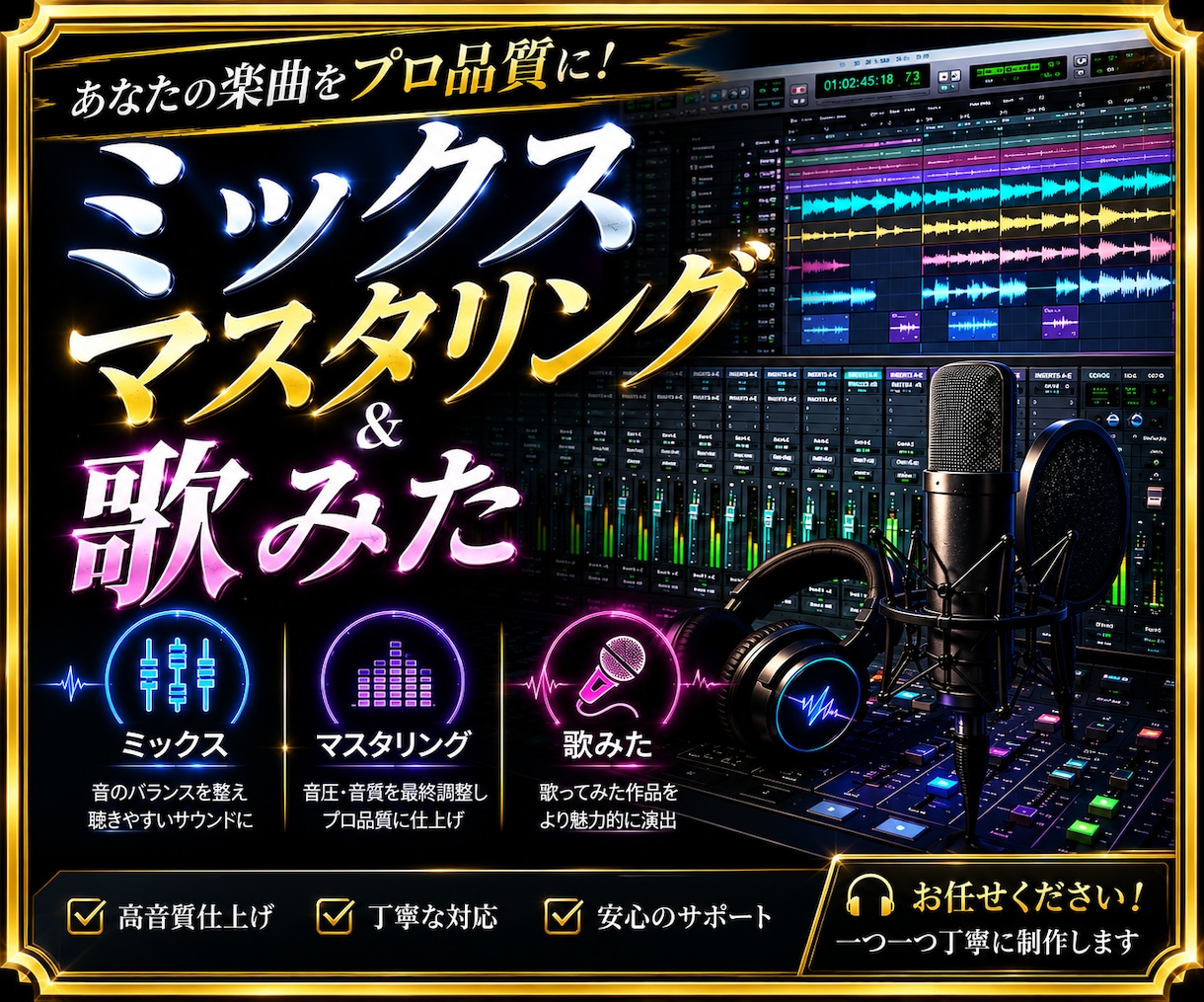 楽曲をプロ品質にミックス・マスタリングします よりクリアで心地よいサウンドに イメージ1