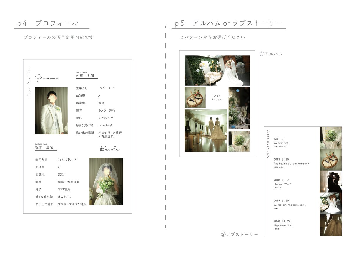 結婚式のプロフィールック・席次表を作成いたします A5サイズのセミオーダープロフィールブックです！ イメージ4