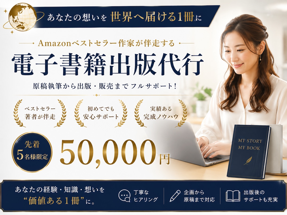 あなたの想いを世界へ届ける電子書籍出版代行します Amazonベストセラー作家による原稿執筆からの安心サポート イメージ1