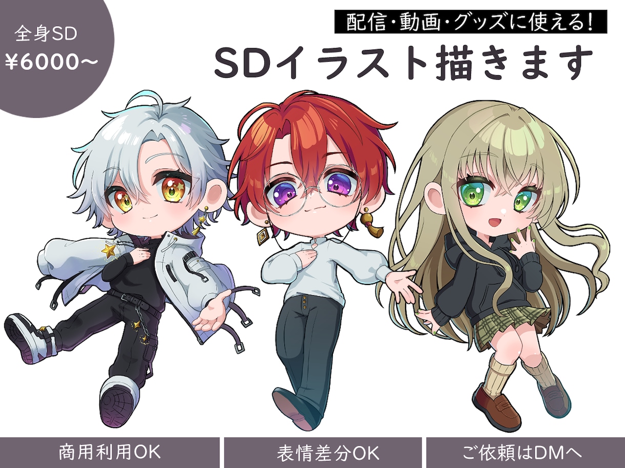 かわいいミニキャラ(デフォルメ)描きます SNSアイコン・配信・商用OK イメージ1