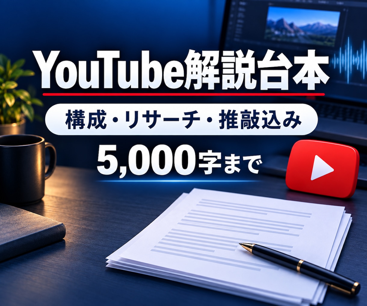 離脱を防ぐYouTube解説台本を作成します フック・構成・リサーチ・推敲まで一括対応 イメージ1