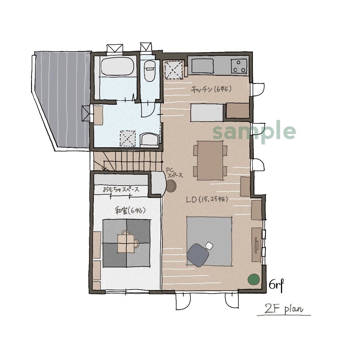 優しいタッチの手描き図面を描きます 建築士イラストレーターが図面・間取り図の印象UPをお手伝い イメージ5