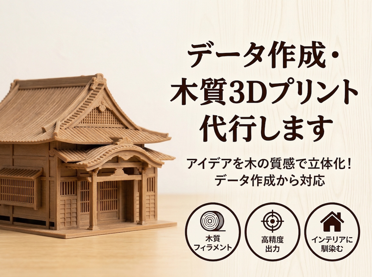 データ作成・木質3Dプリント代行します アイデアを木の質感で立体化！データ作成から対応 イメージ1