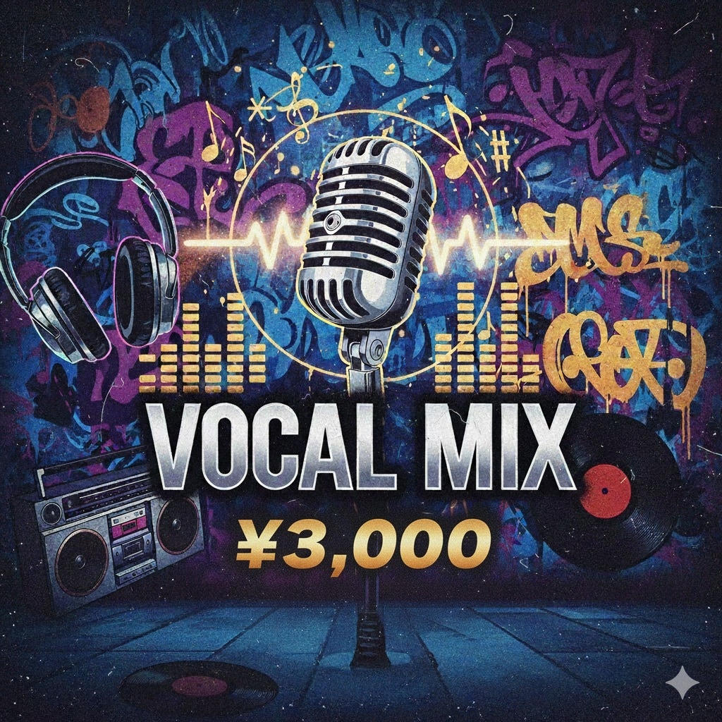 ボーカルミキシング,マスタリング依頼受け付けます ビート(インスト)2Mixとボーカル音源のミックスをします イメージ1