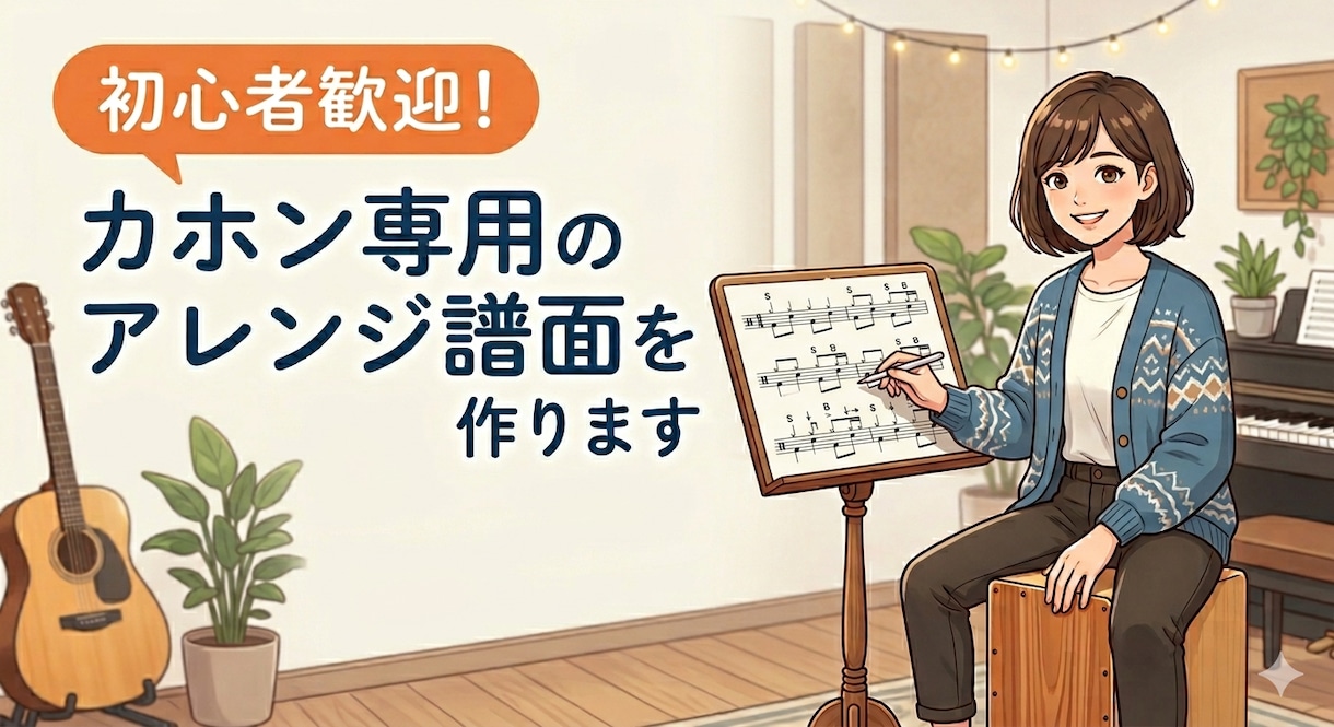 初心者歓迎！カホン専用のアレンジ譜面を作ります ドラム譜の難しさを解決！あなたにぴったりの譜面を届けます イメージ1