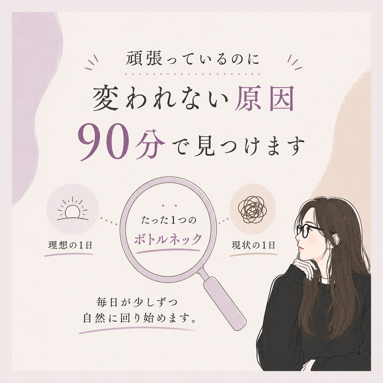 頑張ってるのに"うまくいかない理由"一緒に探します あなたが自然に力を発揮できる条件を一緒に見つけます イメージ1