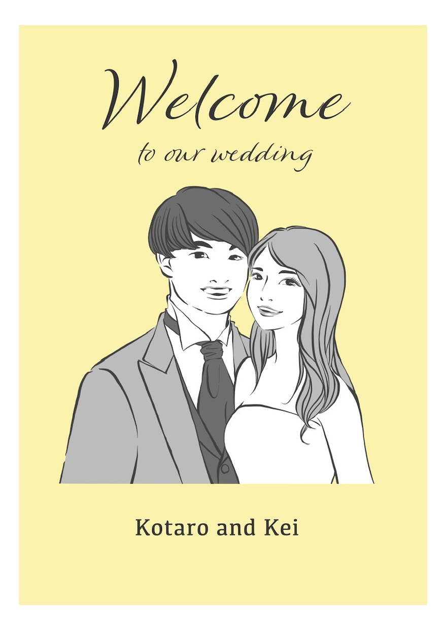 シンプルシックな似顔絵ウェルカムボード描きます 結婚式でのご利用やプレゼントに！インテリアにもなるイラストを イメージ2