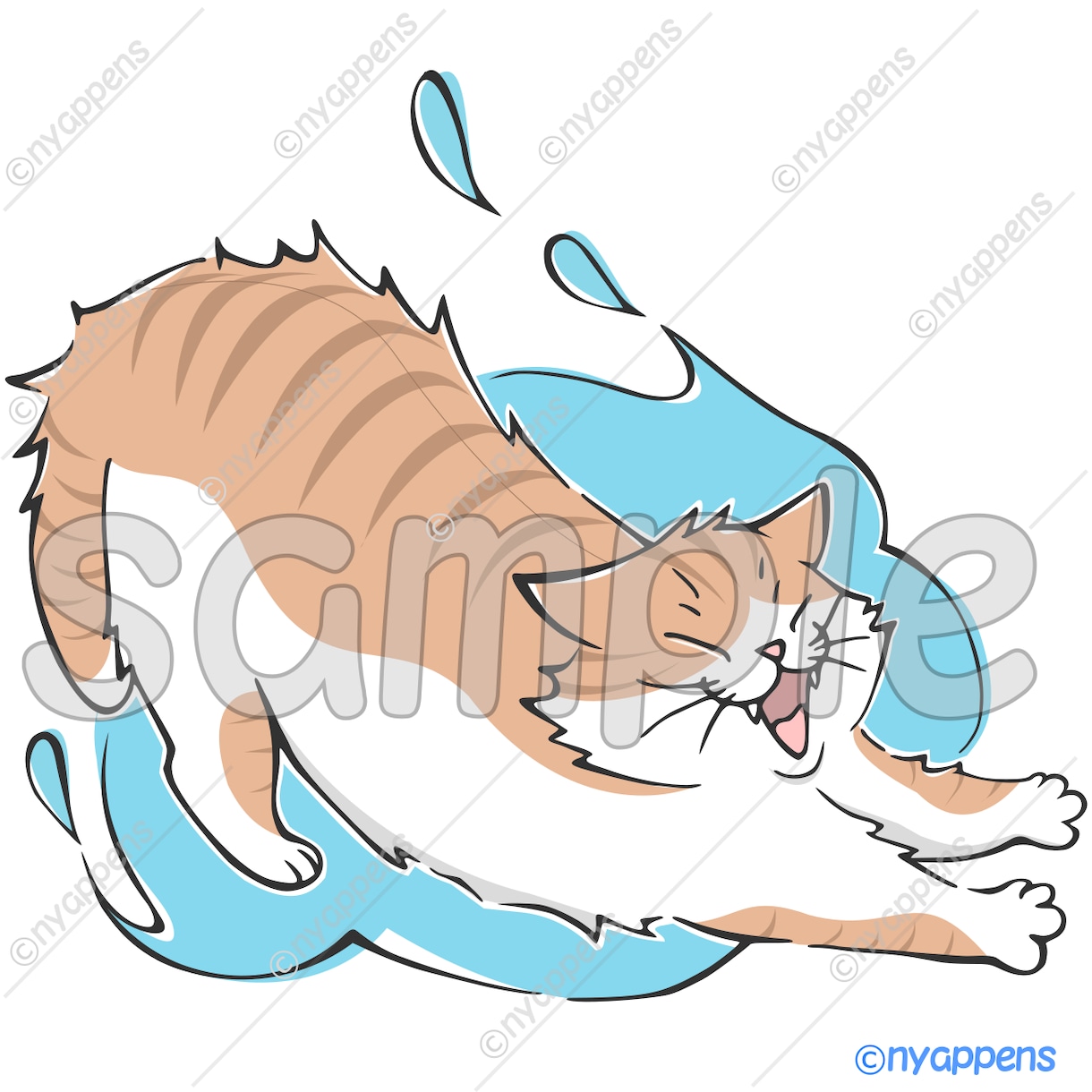 商用利用OK！猫の手書きイラスト販売しています SNS、パンフレットやチラシ、POP、名刺、印刷の素材に★B イメージ1