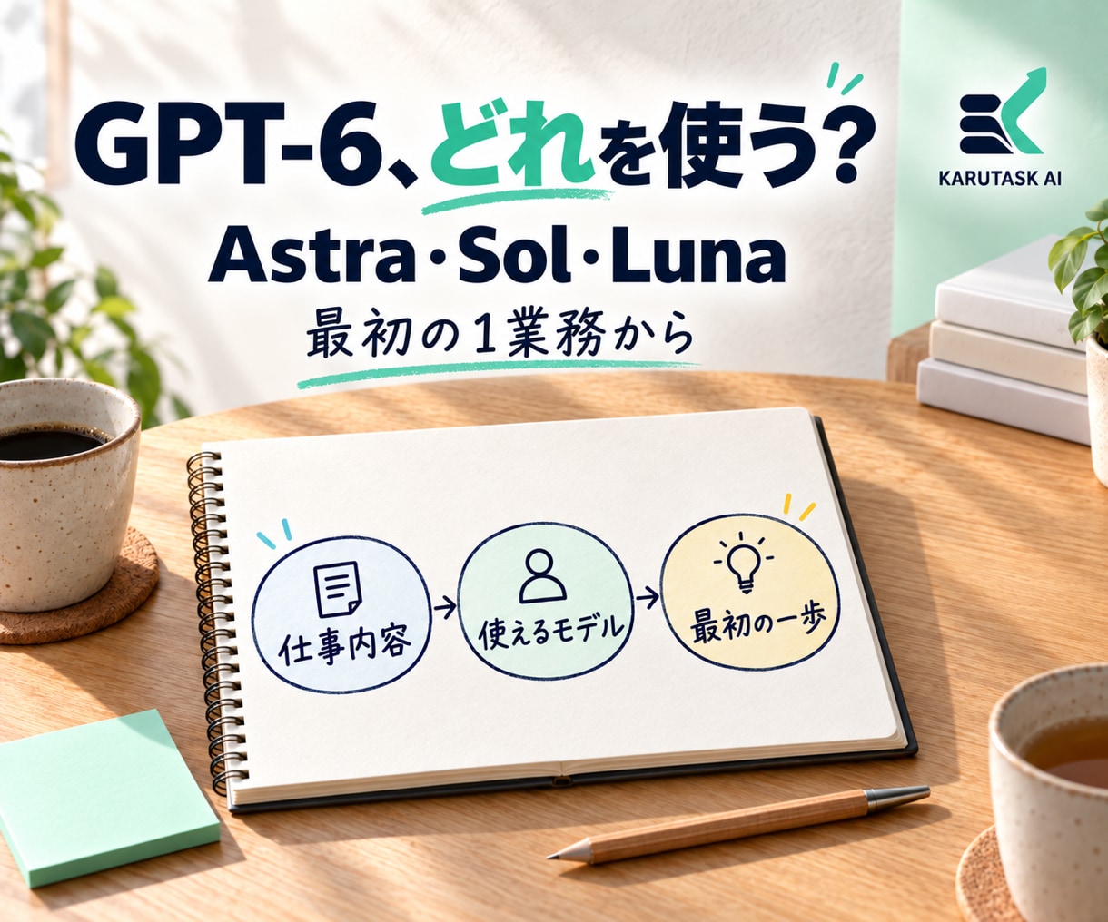 GPT-6の3モデル選びを一緒に整理します Astra・Sol・Lunaから最初の1業務を整理 イメージ1