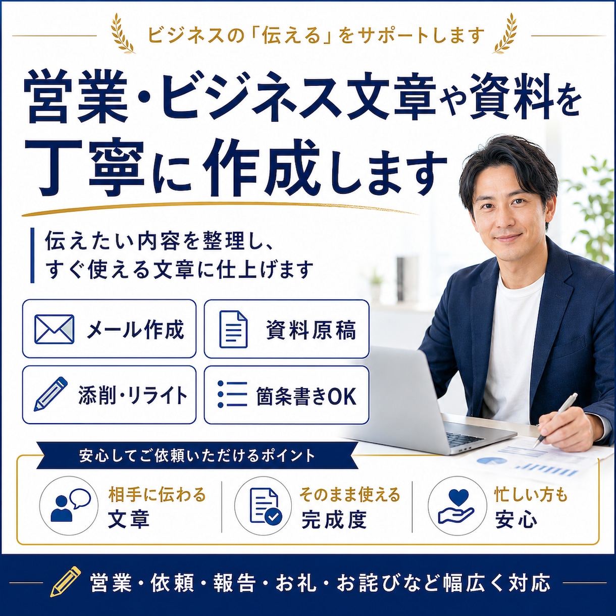 営業・ビジネス文章や資料を丁寧に作成します 伝えたい内容を整理し、すぐ使える文章に仕上げます イメージ1