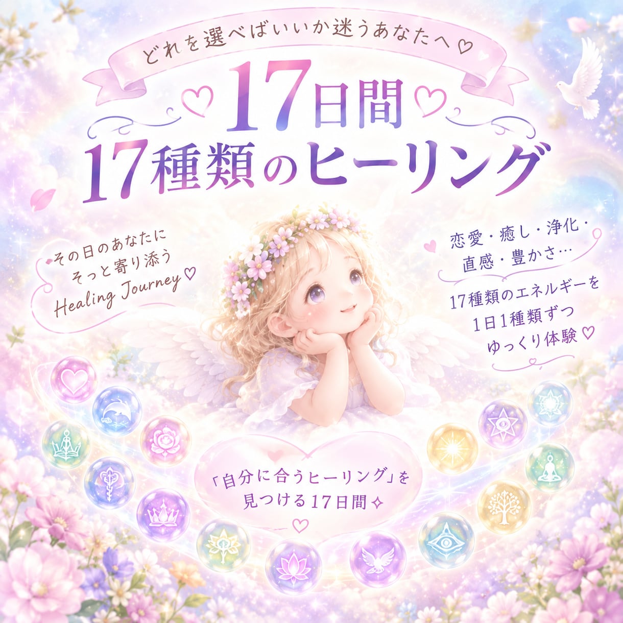 17日間♡17種類毎日１種類のヒーリングします 恋愛・魅力・癒し・浄化・ご縁・豊かさ♡ ゆっくり体験 イメージ1
