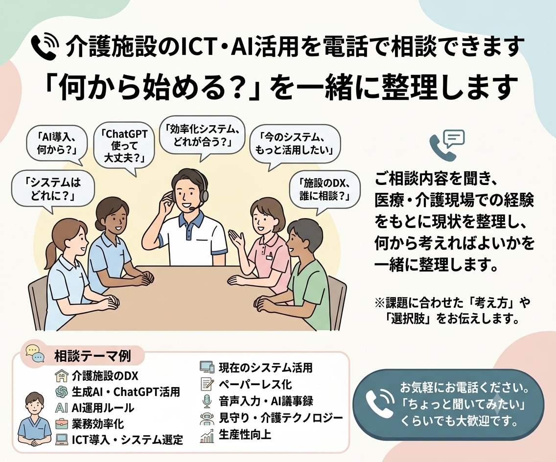 介護施設のICT・AI活用について相談にのります 「何から始める？」を一緒に整理します イメージ1