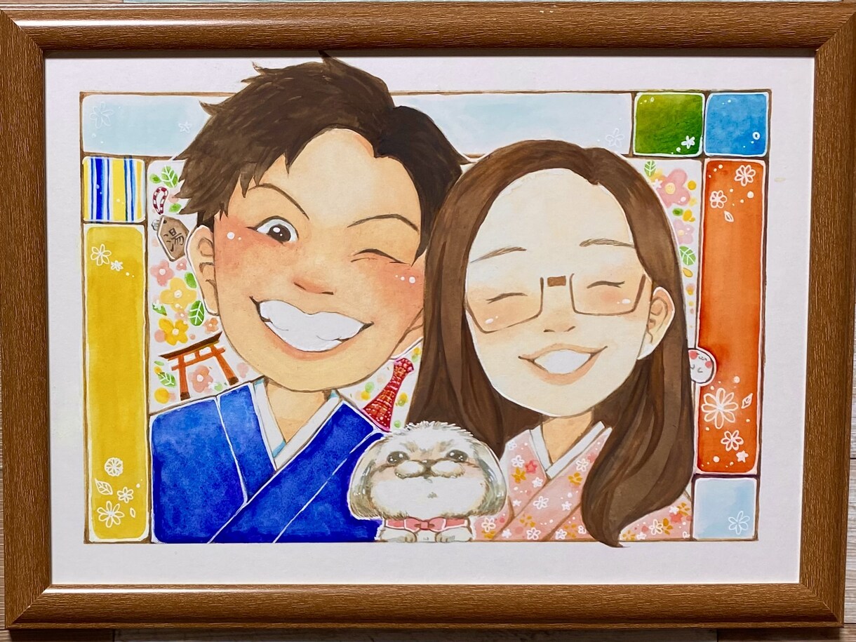 ふんわり可愛い似顔絵をお届けします あなただけの1枚を！似顔絵ウェルカムボード イメージ3