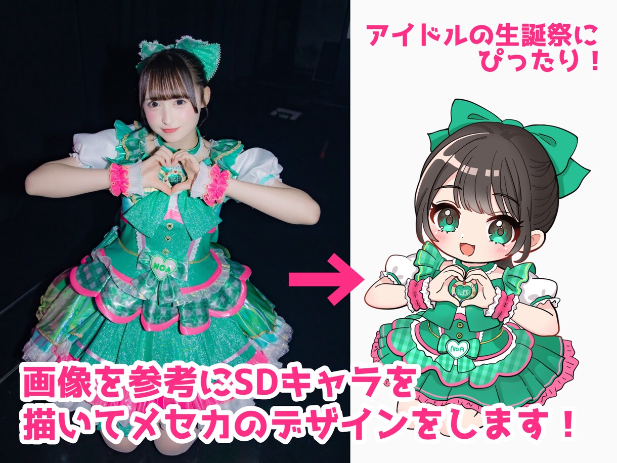 アイドルの生誕祭に！SDキャラを描きます お値段変わらずメッセージカードのデザインも可能です！ イメージ1