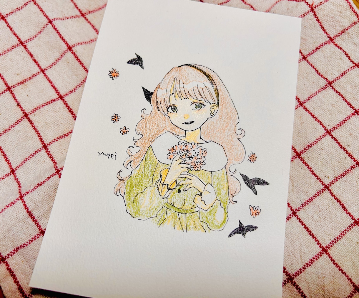 ふんわり水彩の似顔絵作成します ミニ色紙に水彩でふんわりとした似顔絵をお描きします イメージ4