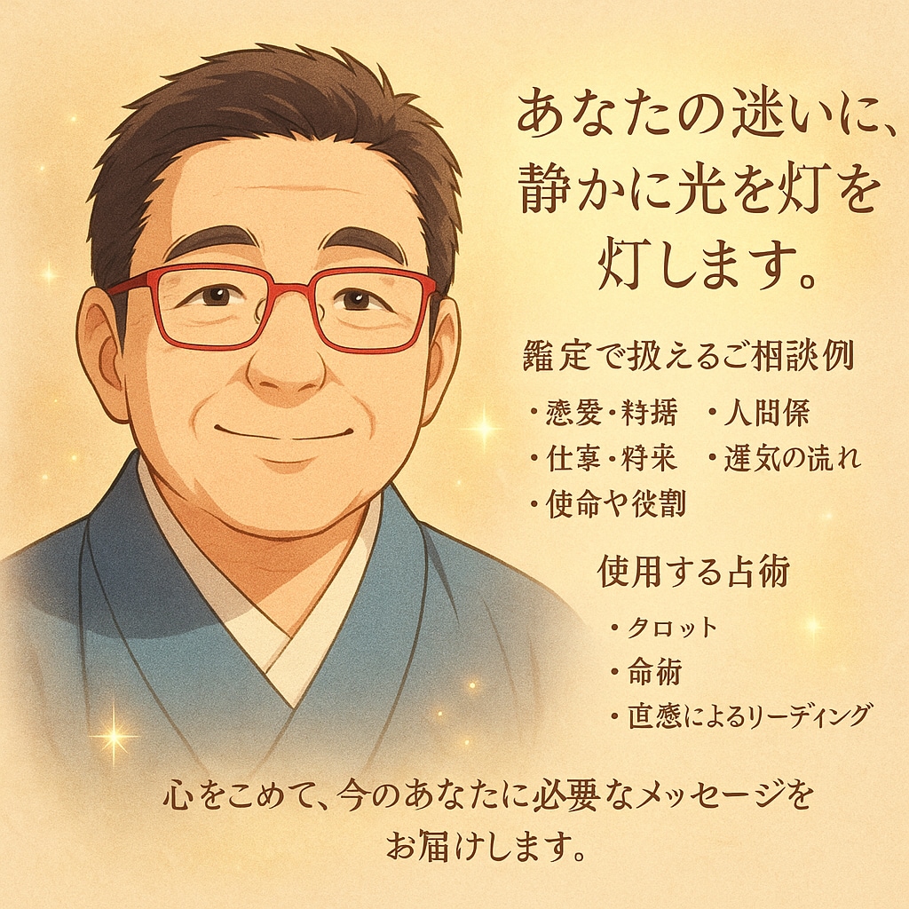 貴方の不安ごとを多くの鑑定方法でお知らせます あなたの迷いに、静かに光を灯します。 イメージ1