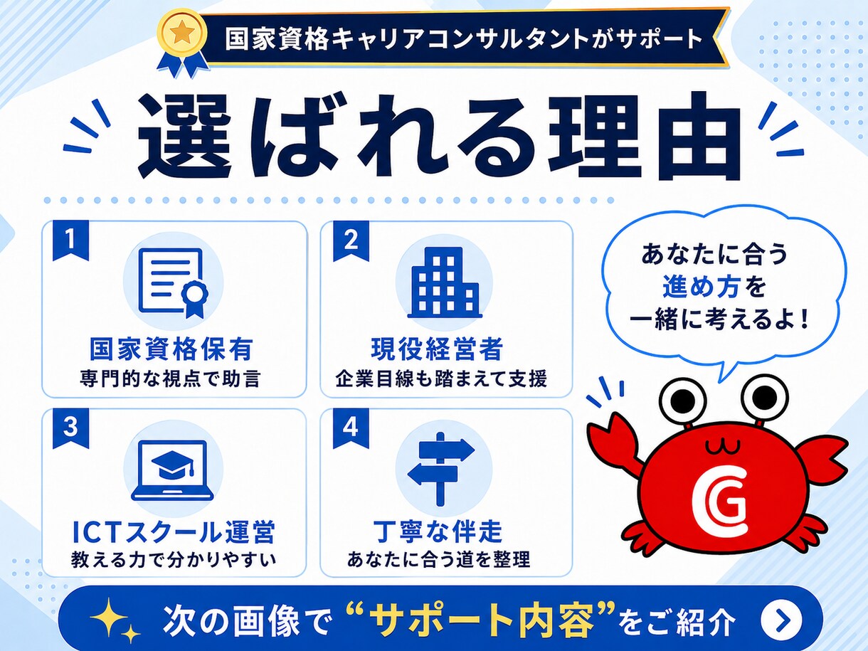 国家資格者が就職・転職を徹底支援します 現役経営者×キャリコンが内定まで伴走します イメージ3