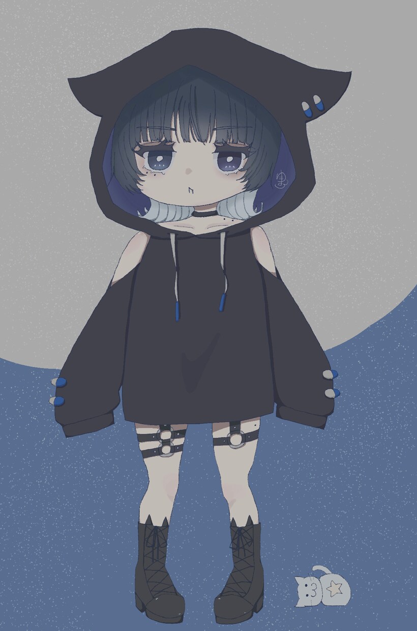 落ち着いたカラーの可愛い絵を描きます 寒色や暗めの色を使って可愛い子を描きます！ イメージ1