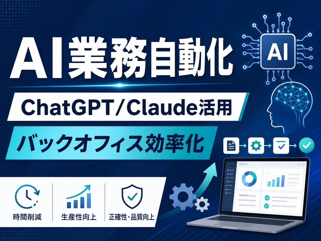 AI業務自動化の設計・構築を代行します ChatGPT/Claude活用で業務を自動化します イメージ1