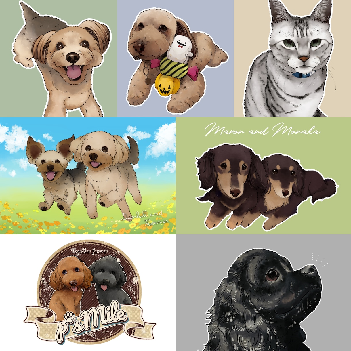 様々な絵柄で*ペット・動物のリアルイラスト描きます 【商用利用可】SNSアイコン・プレゼント・ご自宅に飾る用など イメージ7
