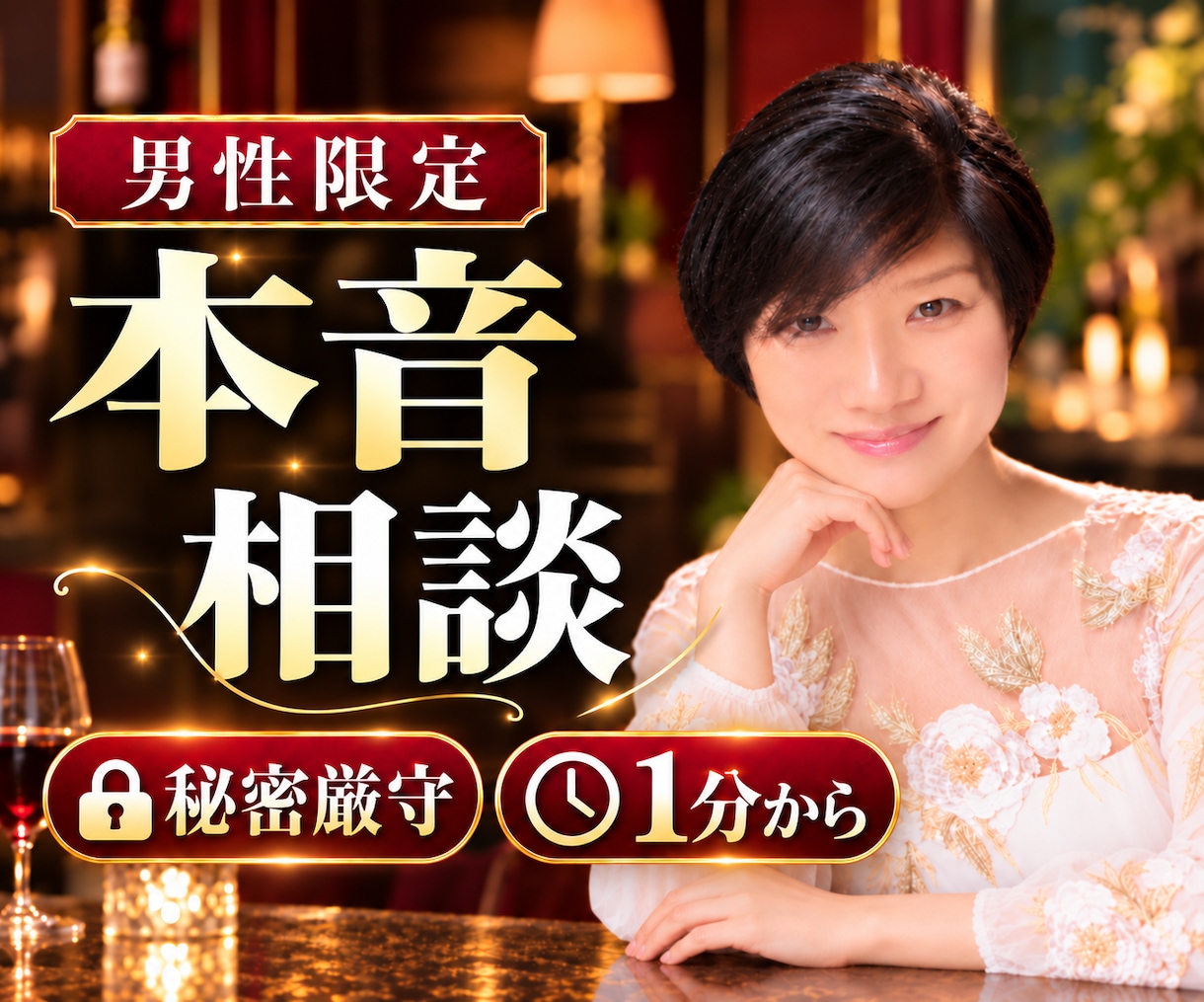 男性限定｜誰にも言えない本音、私がお聴きます 仕事・恋愛・家族、言葉にならない悩みも1分からどうぞ イメージ1