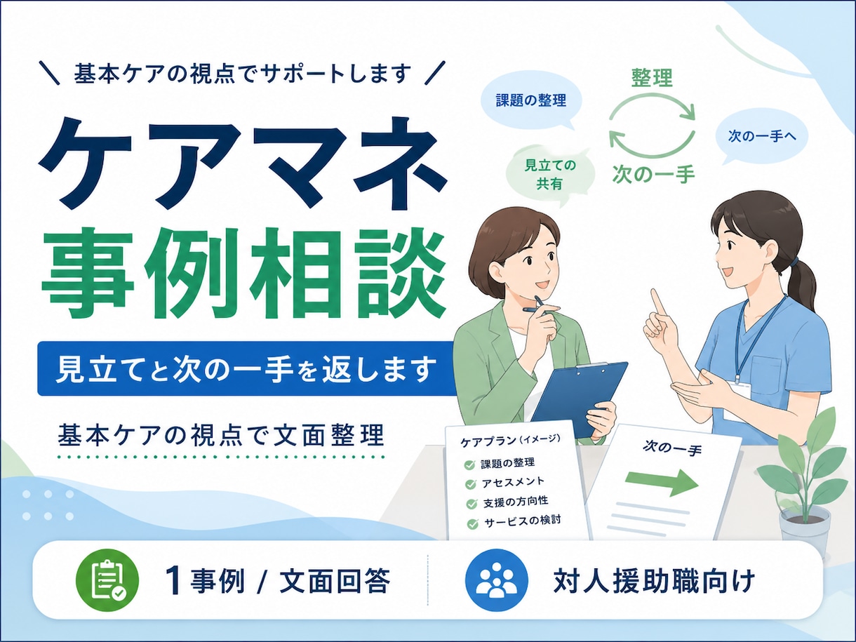 ケアマネ事例の見立てと次の一手を返します 基本ケアの視点で文面整理します イメージ1