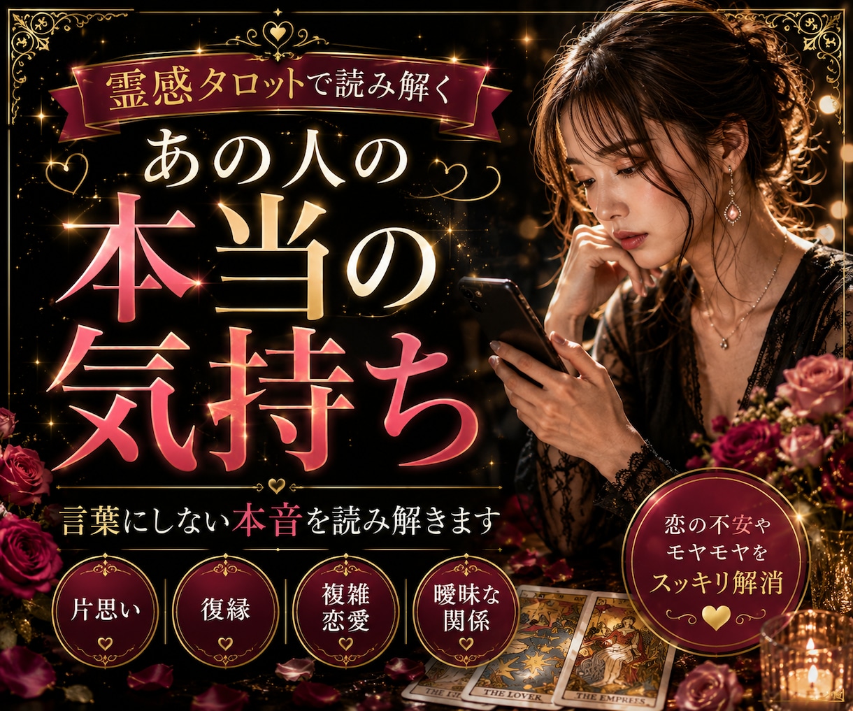 あの人の本当の気持ちを霊感タロットで読み解きます 連絡が減った・曖昧な関係・片思い｜言葉にしない本音今後を鑑定 イメージ1