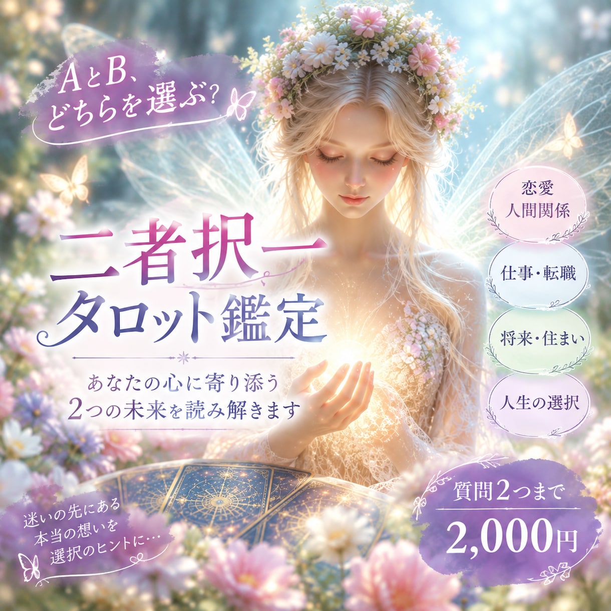 どちらか迷った時に霊感タロットでモヤモヤ解消します 質問ニつまで⭐︎二者択一スプレッドで選択のお手伝いをします イメージ1
