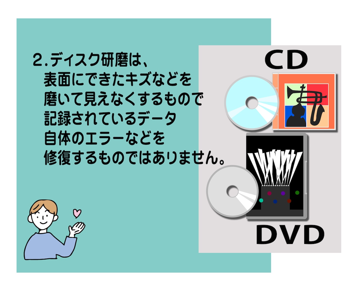 キズの付いたCD・DVD・ゲームソフト研磨します ディスクが読み込めない、エラーになる、などのお悩み解消に！ イメージ3