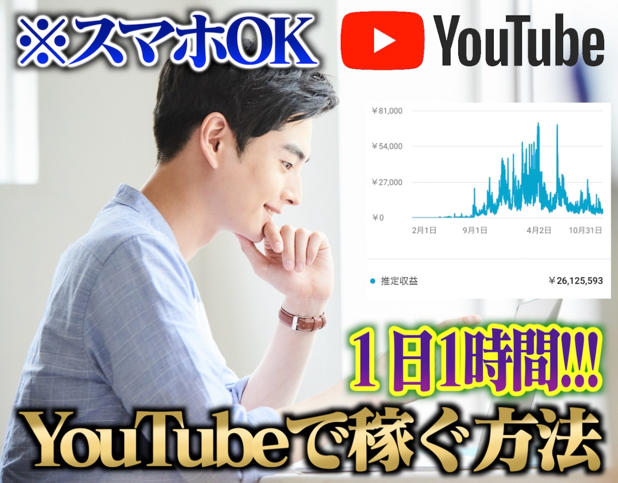 1日1時間で稼ぐYouTube最新手法を教えます YouTube×無料ツールで完全無料自動化！初心者大歓迎！ イメージ1