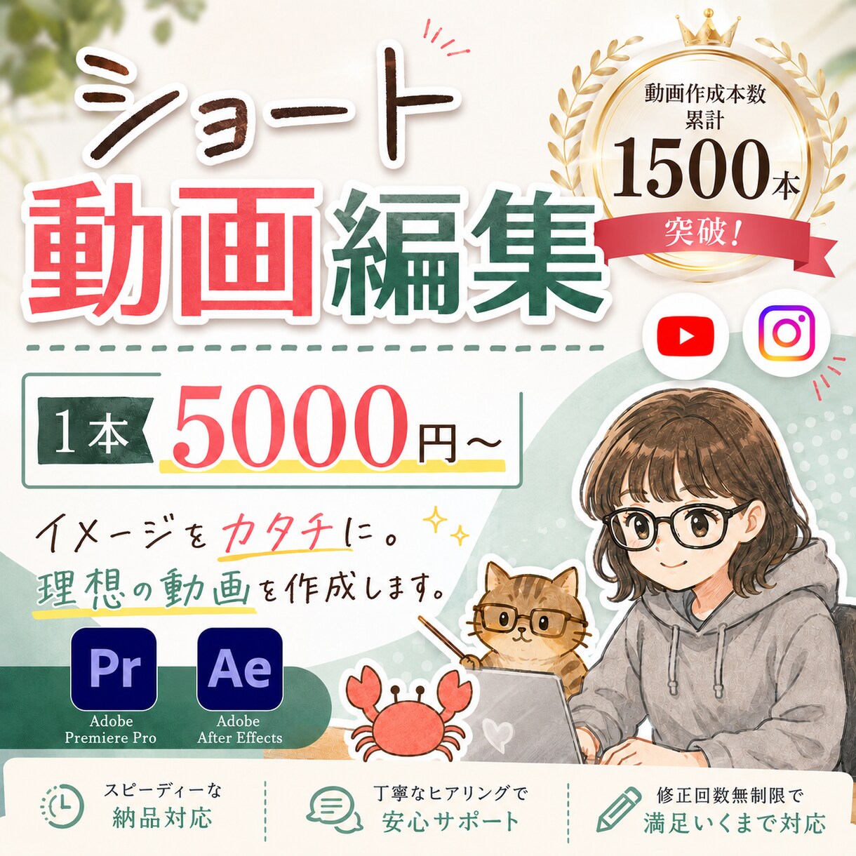 安心しておまかせを！ショート動画を作成します イメージをカタチに。目的に合わせた動画を丁寧にサポートします イメージ1