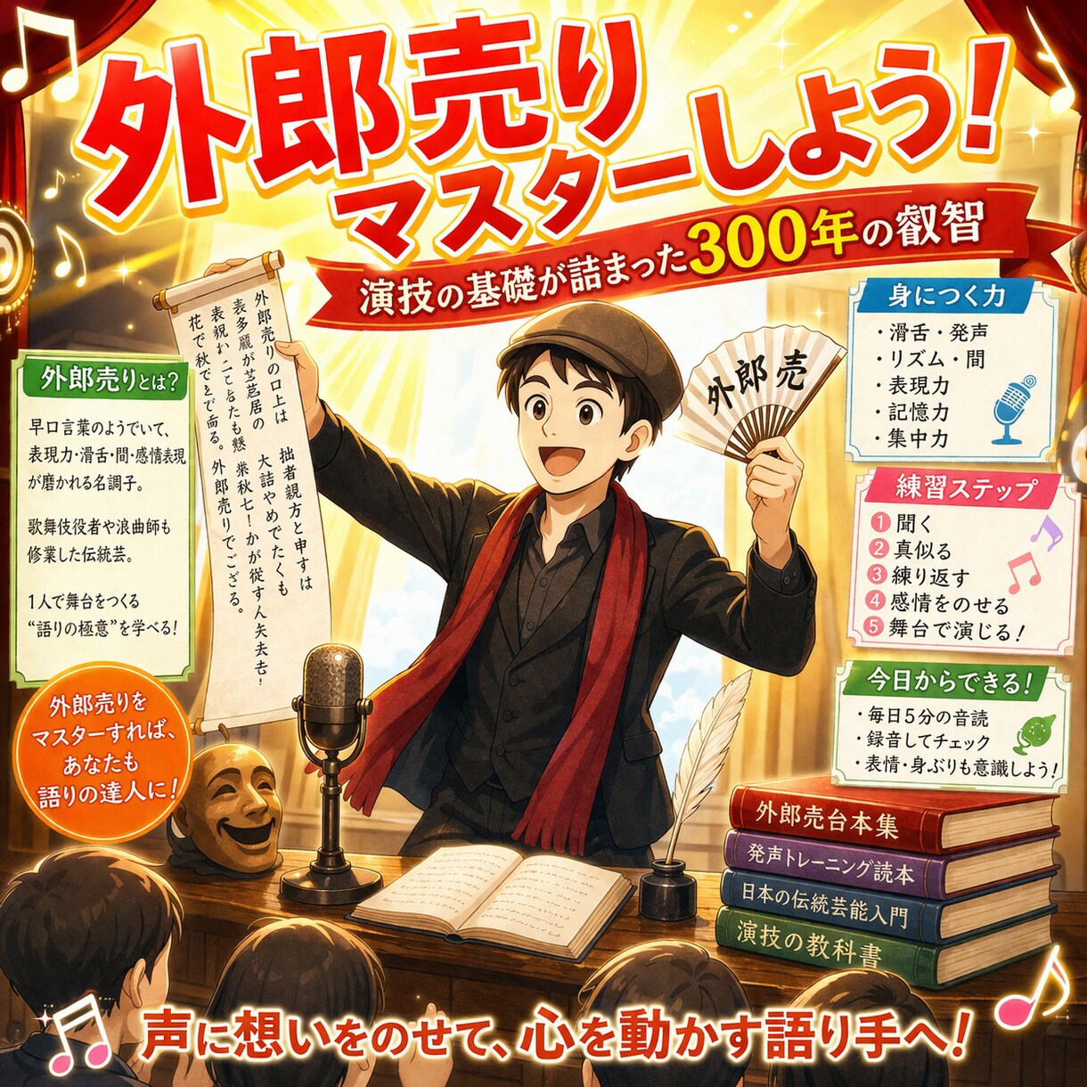 演技の基礎が詰まった外郎売りを伝授します ３００年の表現の叡智た詰まった外郎売りをマスターしましょう。 イメージ1