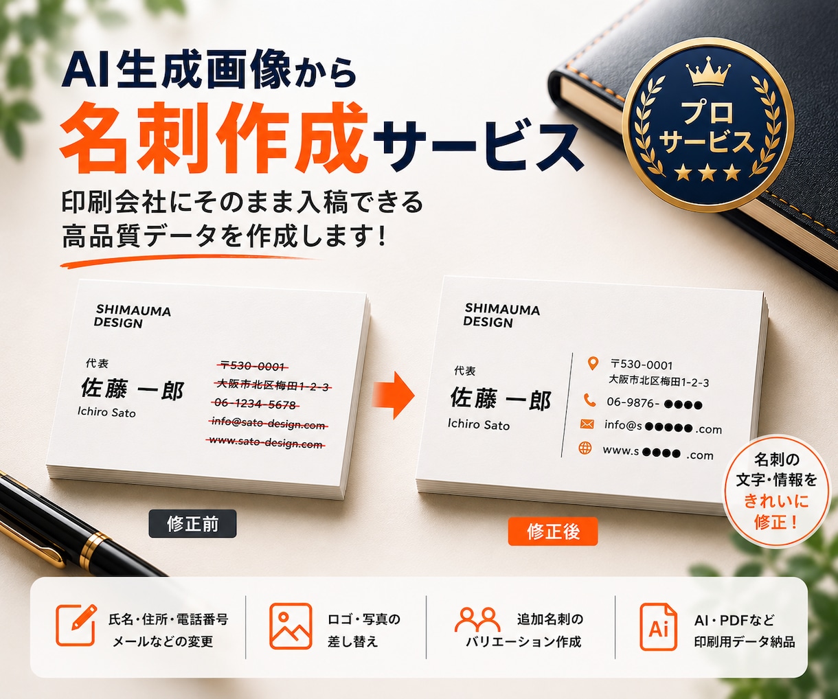 AI生成画像から名刺の印刷用データを作成します ChatGPTで作った名刺デザインを印刷用の名刺データへ！ イメージ1
